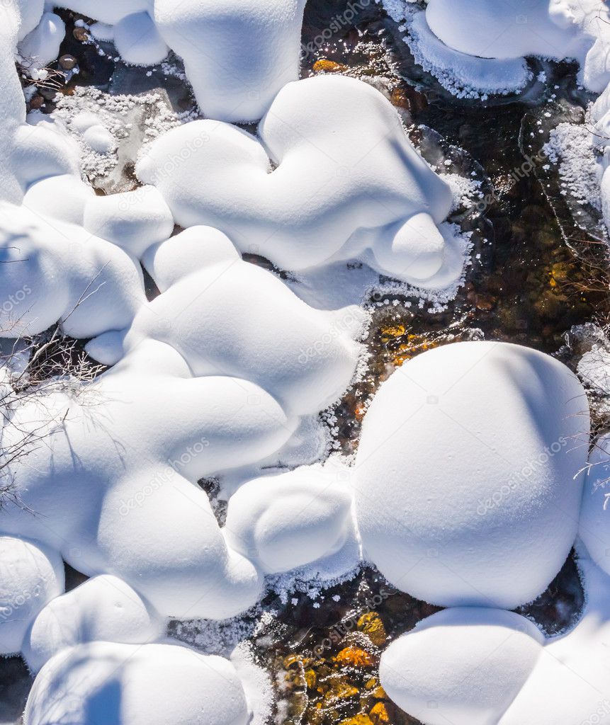 Snow covered rocks in Creek