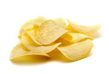 Patates cipsi izole edilmiş beyaz arkaplan.