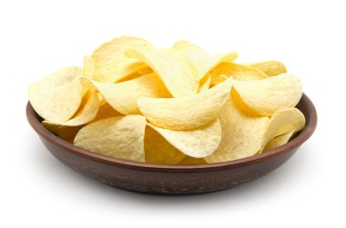 Patates cipsi izole edilmiş beyaz arkaplan.