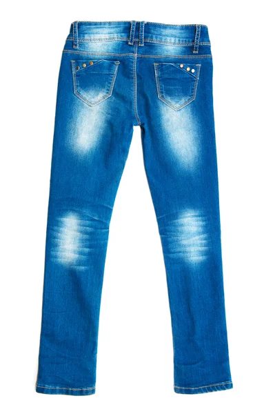 Blauwe jeans geïsoleerd op wit — Stockfoto