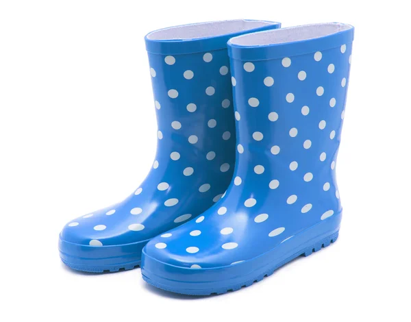 Bottes bleues sur blanc — Photo