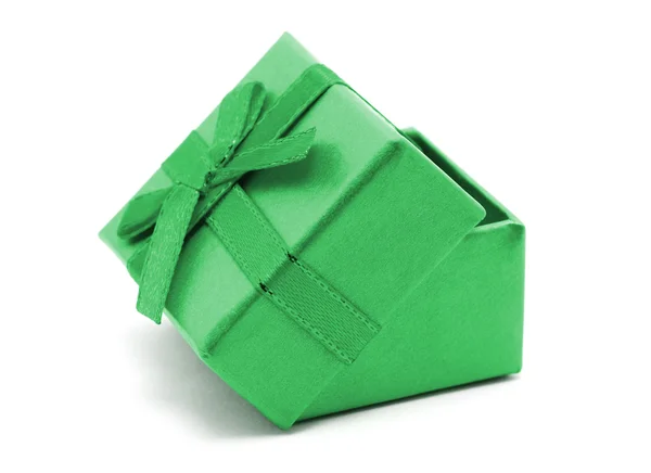 Green Gift Box on white background — Stock Photo, Image