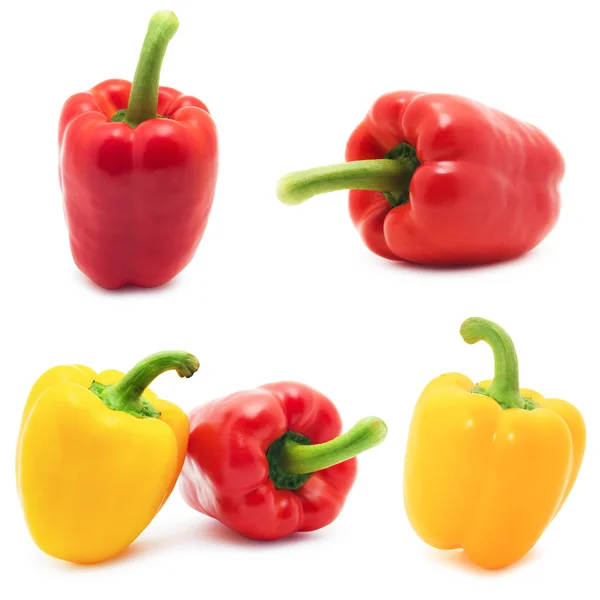 Set of different views of bell peppers isolate on white background — Stock Photo, Image