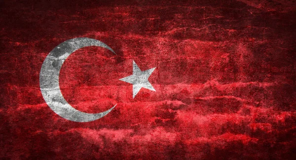 Una bandera turca con textura grunge . — Foto de Stock
