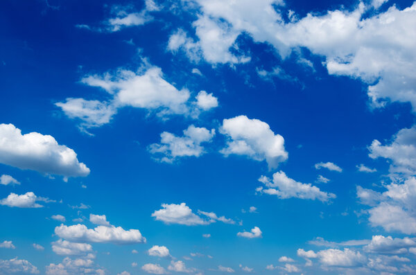 White clouds in blue sky.