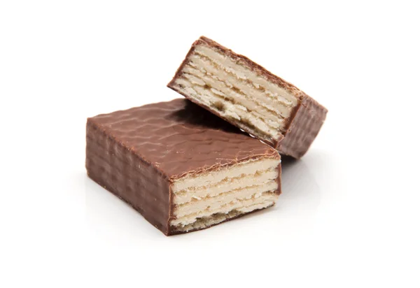 Gofres de chocolate aislados en blanco — Foto de Stock