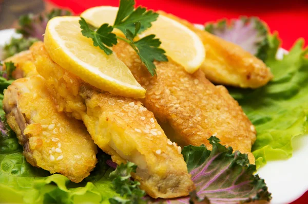 Delicious Spiced Catfish Escalope Sesame — Stock Photo, Image