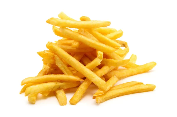 Een stapel smakelijke frietjes op een witte achtergrond — Stockfoto