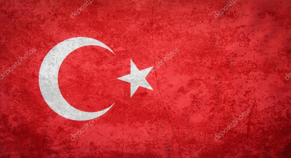 Een Turkse vlag met een grunge textuur — Stockfoto ...