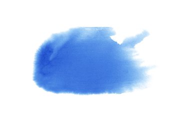 Beyaz arkaplanda soyut mavi suluboya.