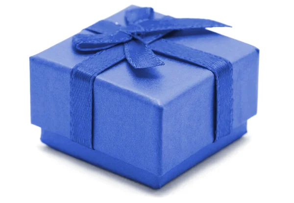 Blue Gift Box White Background — Stock Photo, Image