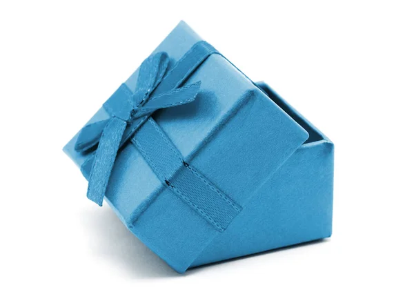 Blue Gift Box White Background — Stock Photo, Image