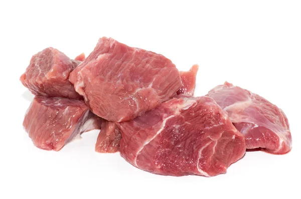 Rohes Fleisch Isoliert Auf Weiß — Stockfoto