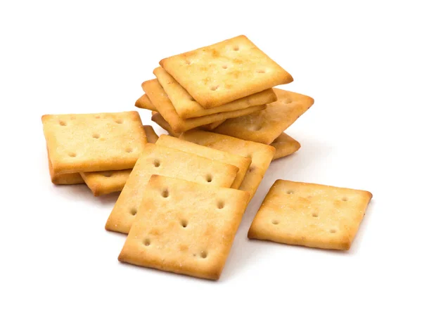 Square Crackers Isolated White Background — Stock Photo, Image