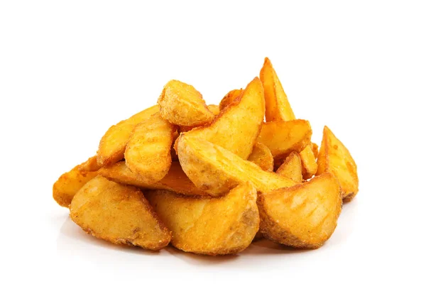 Batata Frita Cunhas Comida Rápida Isolado Branco — Fotografia de Stock