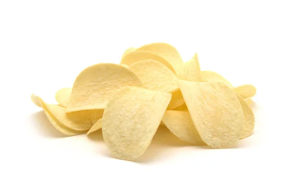 Cartofi Chips Uri Izolate Fundal Alb — Fotografie, imagine de stoc
