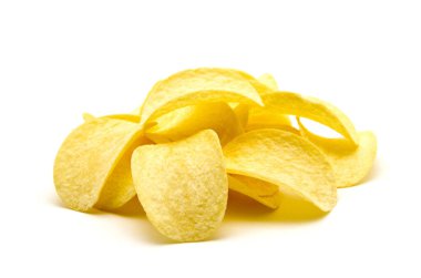 Patates cipsi izole edilmiş beyaz arkaplan.