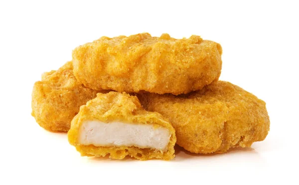 Gebratene Chicken Nuggets Isoliert Auf Weiß — Stockfoto