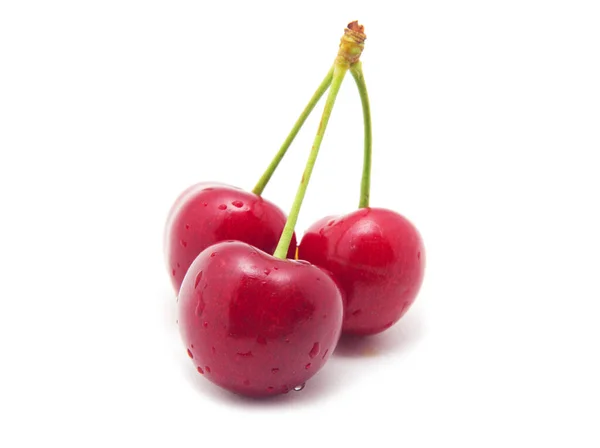 Cereza Dulce Madura Aislada Sobre Fondo Blanco — Foto de Stock