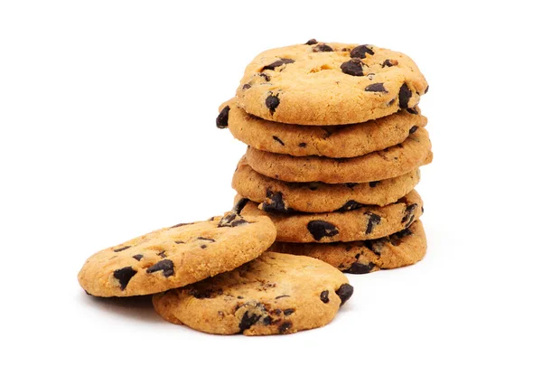 Chocolate Chip Cookie Auf Weiß — Stockfoto