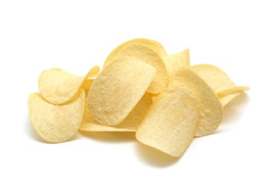 Patates cipsi izole edilmiş beyaz arkaplan.