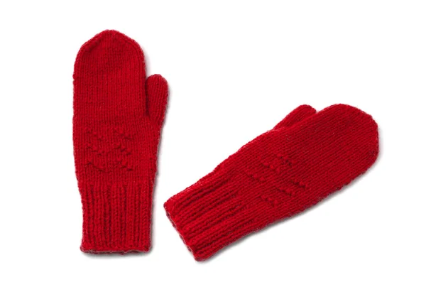 Red Mittens Isolated White Background — Stock Photo, Image