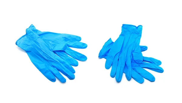 Niebieskie Rękawice Medyczne Białym Tle — Zdjęcie stockowe