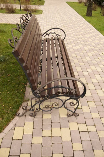 Seul Banc Sur Parc — Photo