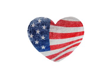 Kalbinde grunge dokusuyla Amerikan bayrağı