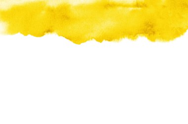 Beyaz arkaplanda soyut sarı suluboya.