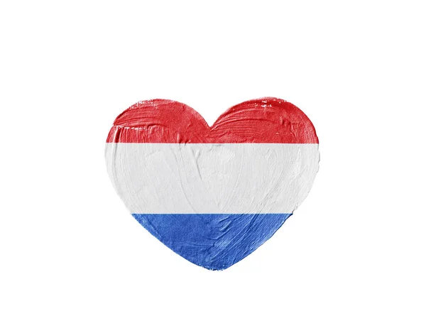 Flag Netherlands Form Heart Made Isolated Background — Stock Photo, Image
