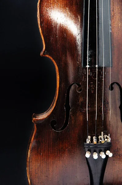 Violino Instrumento Música Orquestra Close Isolado Preto — Fotografia de Stock