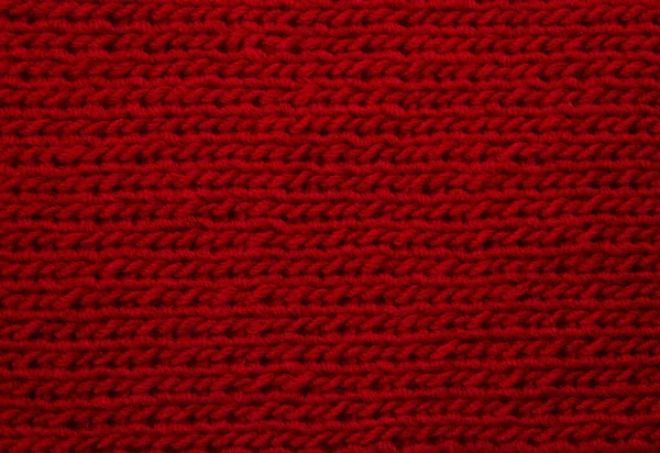 Die Textur Eines Gestrickten Wollstoffs Rot — Stockfoto