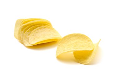 Patates cipsi izole edilmiş beyaz arkaplan.