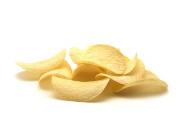 Patates cipsi izole edilmiş beyaz arkaplan.