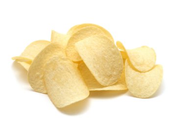 Patates cipsi izole edilmiş beyaz arkaplan.