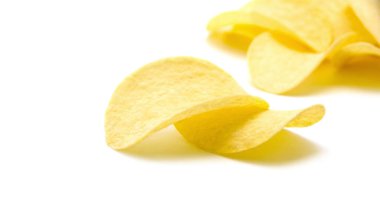 Patates cipsi izole edilmiş beyaz arkaplan.