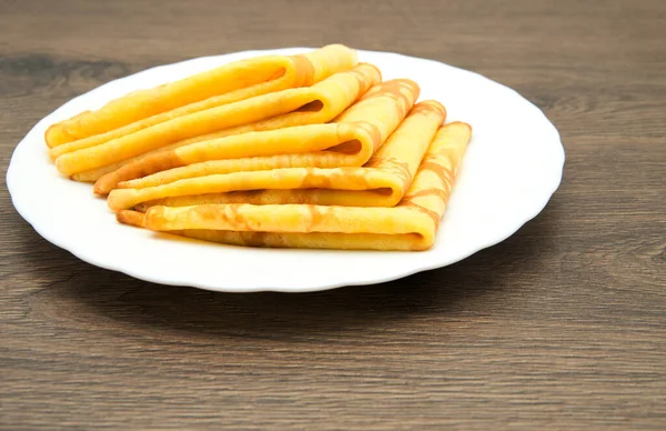 Pancakes White Plate — Stock Photo, Image