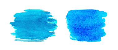 Beyaz arkaplanda soyut mavi suluboya.