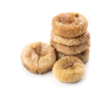 Kurumuş incir meyveleri beyaz arka planda izole