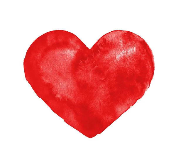 Akvarel Srdce Tvar Červené Bílém Papíře Pozadí — Stock fotografie