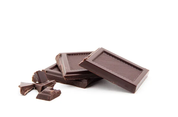 Trozos Cortados Áspero Una Barra Chocolate — Foto de Stock