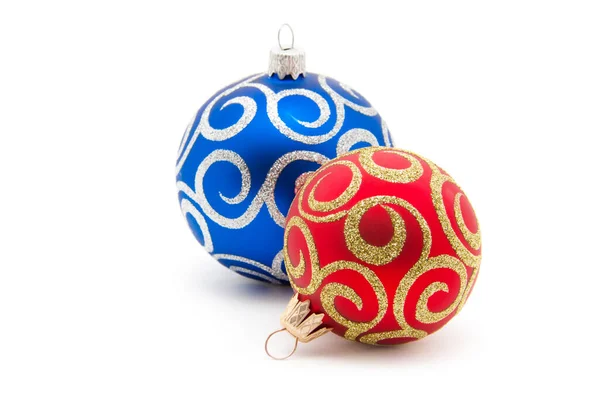 Palle Natale Rosso Blu Sfondo Bianco — Foto Stock
