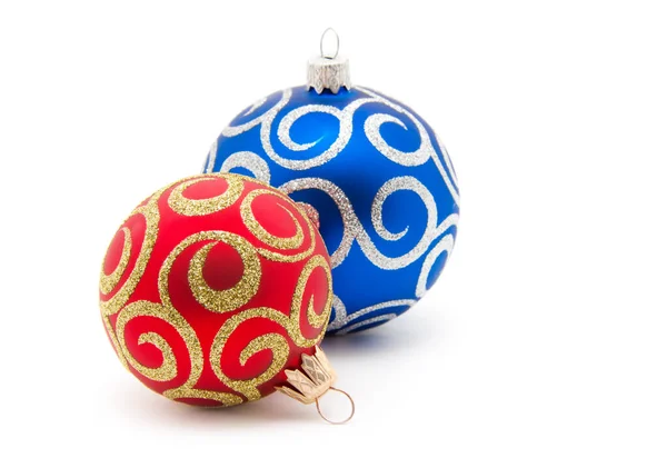 Palle Natale Rosso Blu Sfondo Bianco — Foto Stock