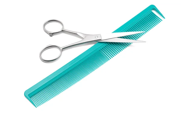 Scissors Hairbrush Isolated White Stock Photo