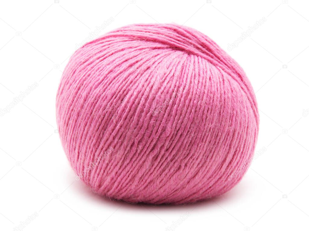 Pink Yarn Ball on white background