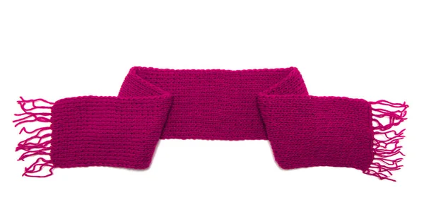 白色背景的粉色针织围巾 — 图库照片