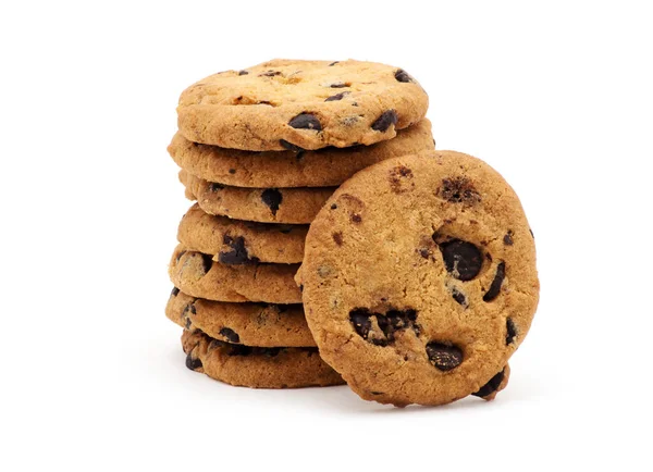 Chocolate Chip Cookie Auf Weiß — Stockfoto