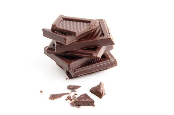 Chocoladerepen Stapel Geïsoleerd Witte Achtergrond — Stockfoto