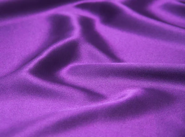Closeup Rippled Purple Satin Fabric — Stock Photo, Image